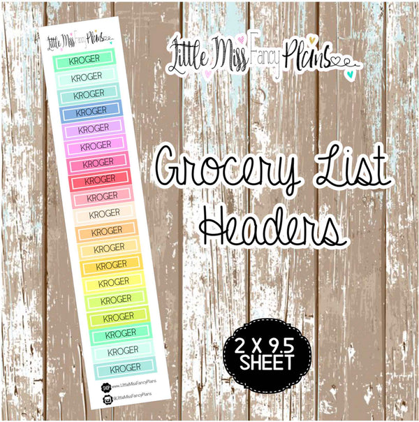 Grocery Header <Sticker Strip> KROGER | Erin Condren, Happy Planner Stickers, Personal Planner