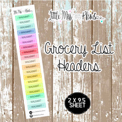 Grocery Headers <Sticker Strip> WALMART | Erin Condren, Happy Planner Stickers, Personal Planner