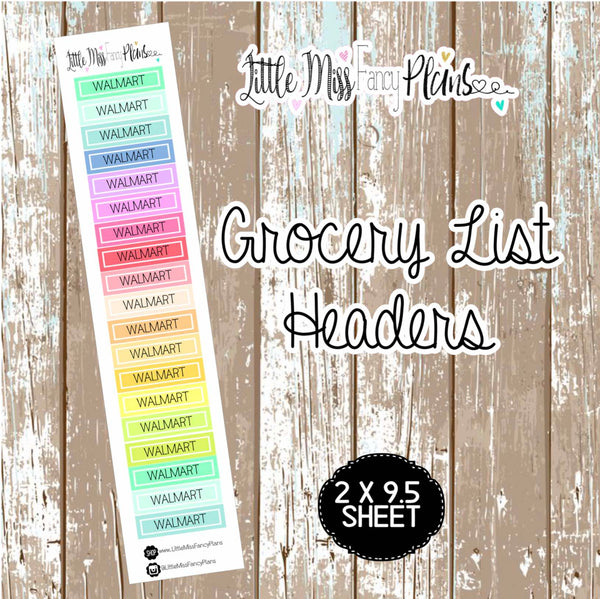 Grocery Headers <Sticker Strip> WALMART | Erin Condren, Happy Planner Stickers, Personal Planner