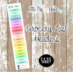 Grocery Headers <Sticker Strip> TARGET | Erin Condren, Happy Planner Stickers, Personal Planner