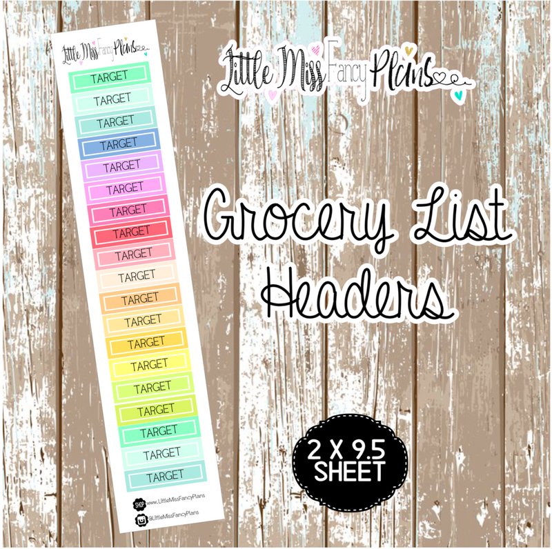 Grocery Headers <Sticker Strip> TARGET | Erin Condren, Happy Planner Stickers, Personal Planner