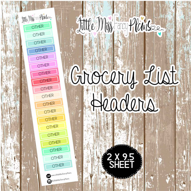 Grocery Header <Sticker Strip> OTHER | Erin Condren, Happy Planner Stickers, Personal Planner