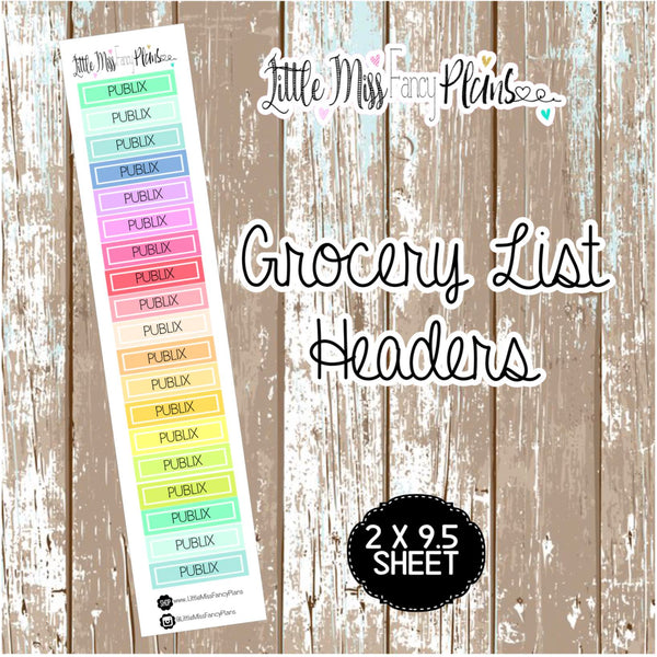 Grocery Header <Sticker Strip> PUBLIX | Erin Condren, Happy Planner Stickers, Personal Planner