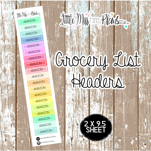 Grocery Header <Sticker Strip> AMAZON | Erin Condren, Happy Planner Stickers, Personal Planner