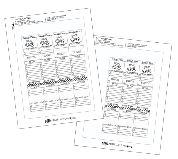 Template For Printing On Happy Planner Inserts with Mood Tracker <Printables>  | Classic Size Happy Planner