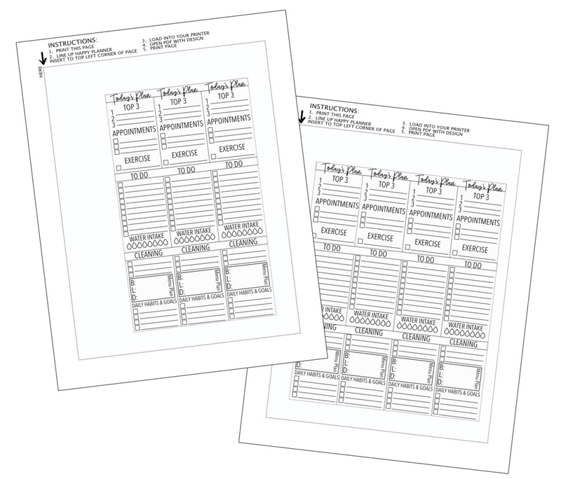 Template For Printing On Happy Planner Inserts with Top 3 <Printables>  | Classic Size Happy Planner