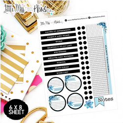 Black and Chalky Blue EC Notes Page Kit | Erin Condren
