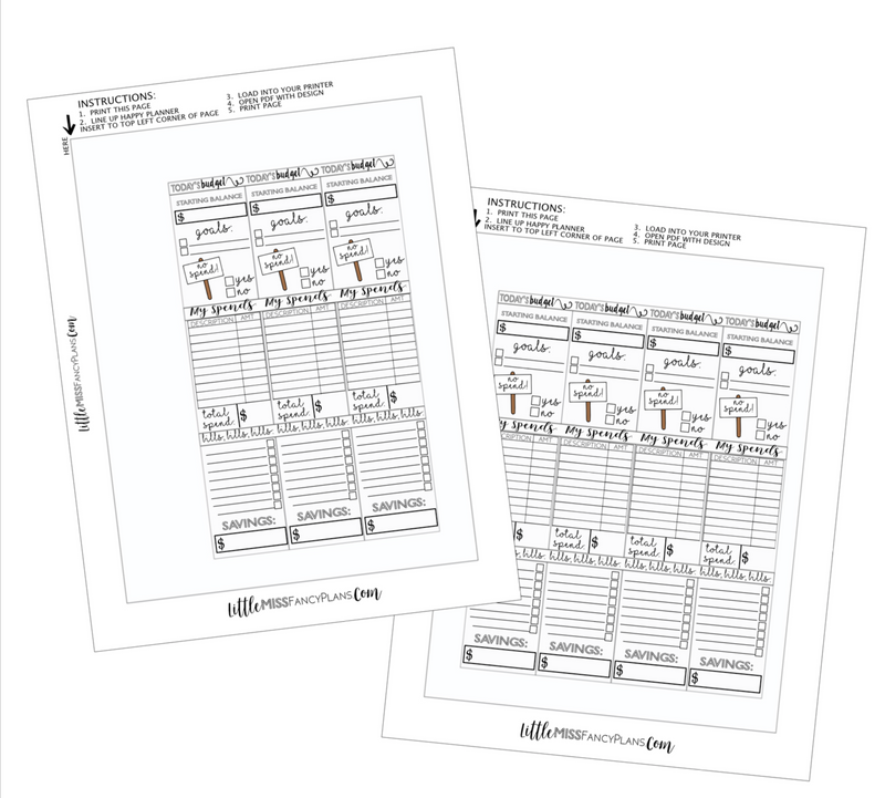 BUDGET - Template For Printing Inserts <Printables>  | Classic Size Happy Planner