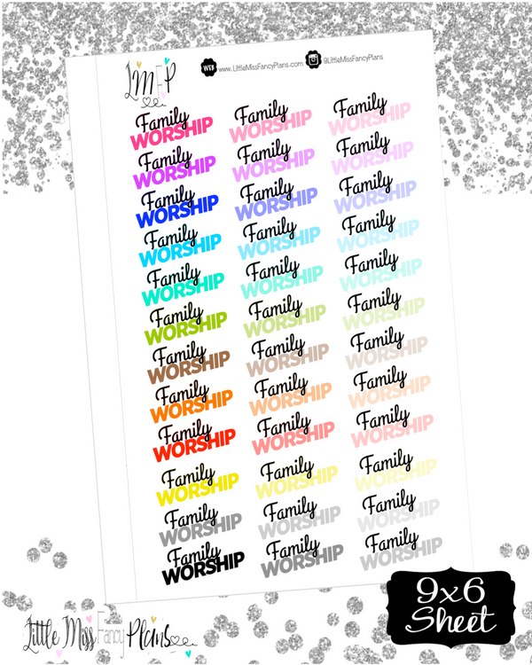 Family Worship Stickers | Erin Condren, Happy Planner Stickers, Personal Planner