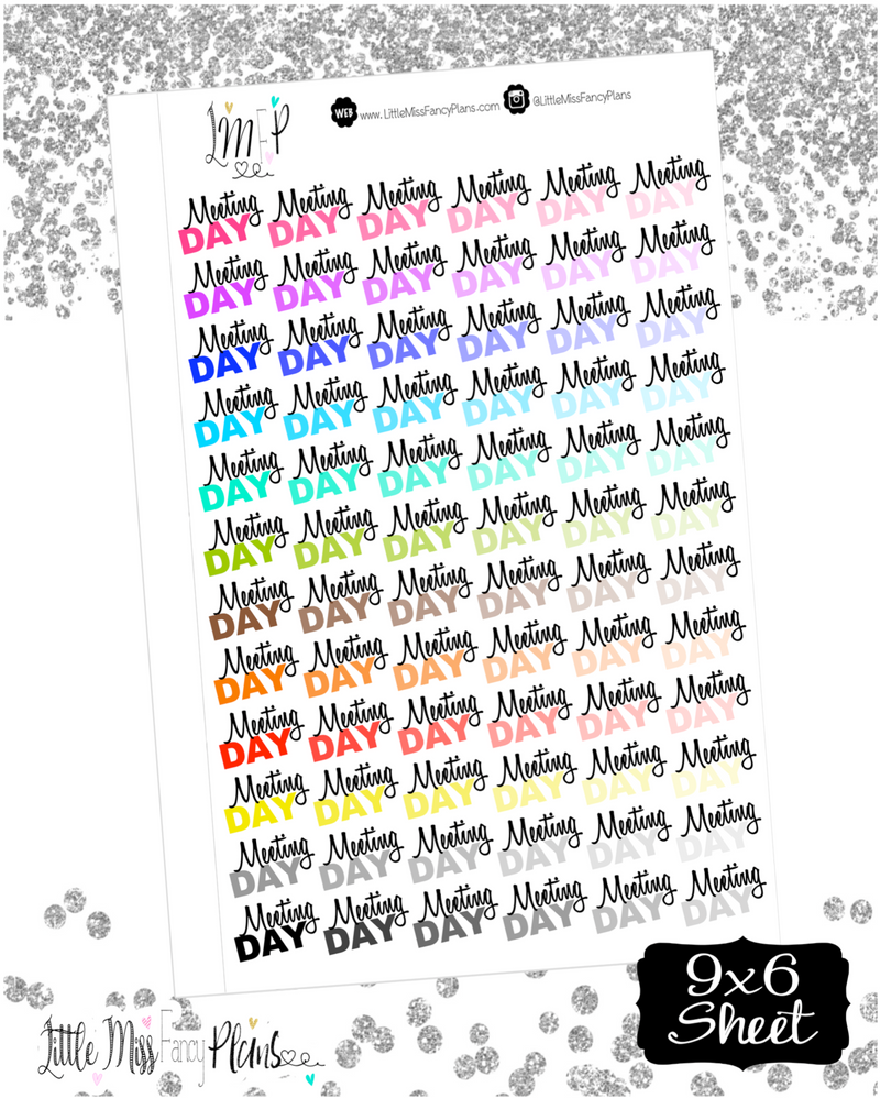Meeting Day Stickers | Erin Condren, Happy Planner Stickers, Personal Planner