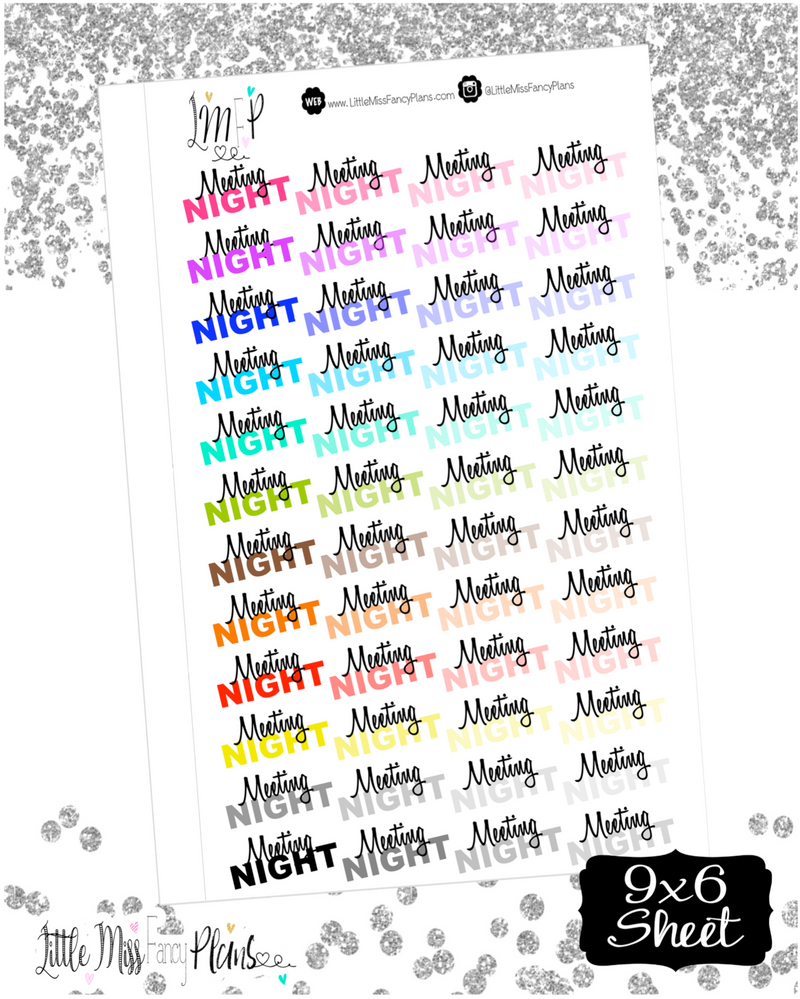 Meeting Night Stickers | Erin Condren, Happy Planner Stickers, Personal Planner