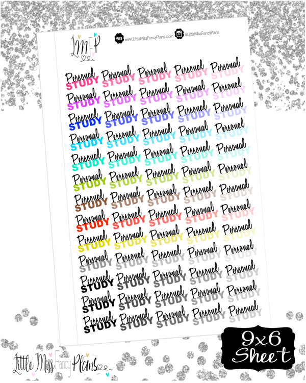 Personal Study Stickers | Erin Condren, Happy Planner Stickers, Personal Planner