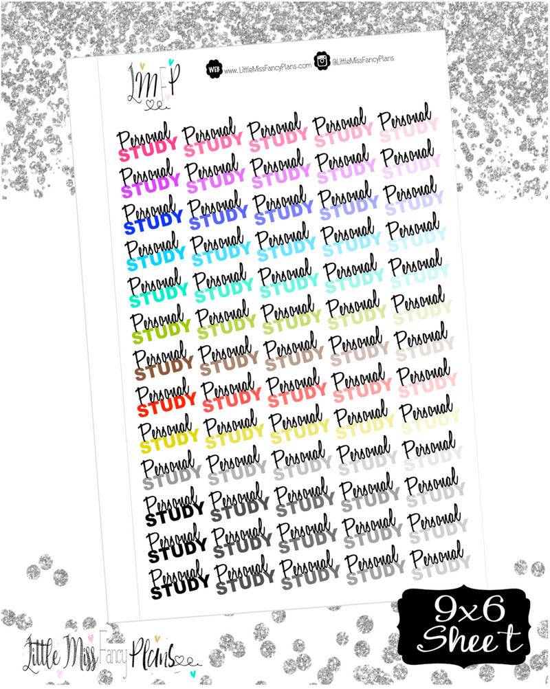 Personal Study Stickers | Erin Condren, Happy Planner Stickers, Personal Planner