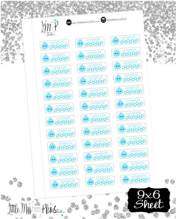 Hydrate Tracker Stickers | Erin Condren, Happy Planner Stickers, Personal Planner