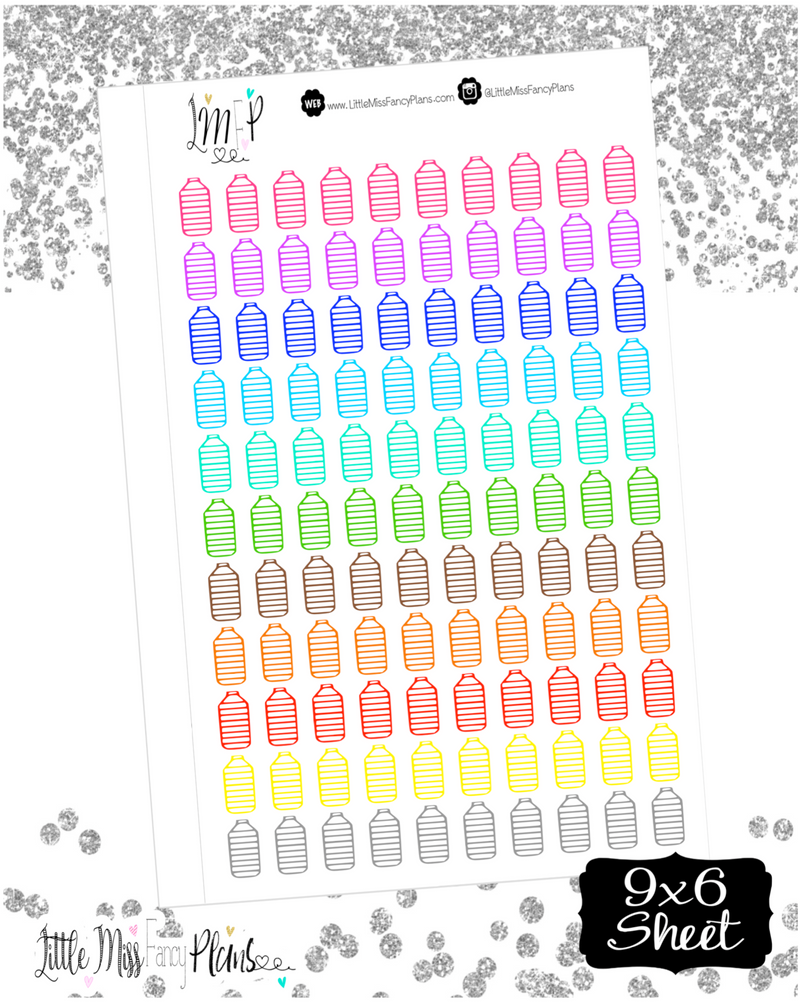 Water Intake Tracker Icons <Little Icons> | Erin Condren, Happy Planner Stickers, Personal Planner