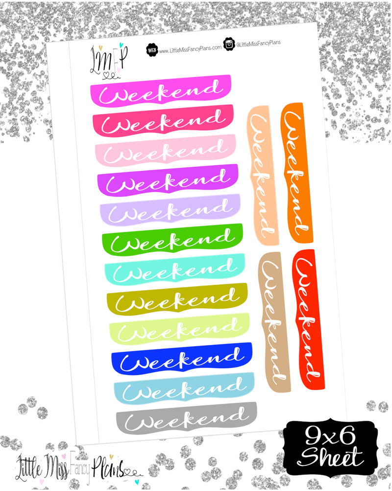 Decorative Weekend Banners | Erin Condren, Happy Planner Stickers, Personal Planner