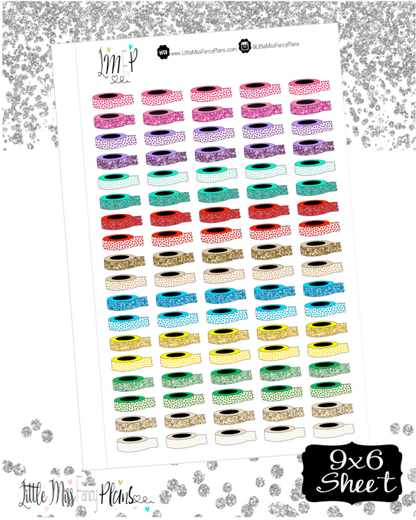 Washi Roll Glitter Icon Stickers <Little Icons> | Erin Condren, Happy Planner Stickers, Personal Planner