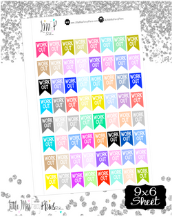 Work Out Flag Stickers | Erin Condren, Happy Planner Stickers, Personal Planner