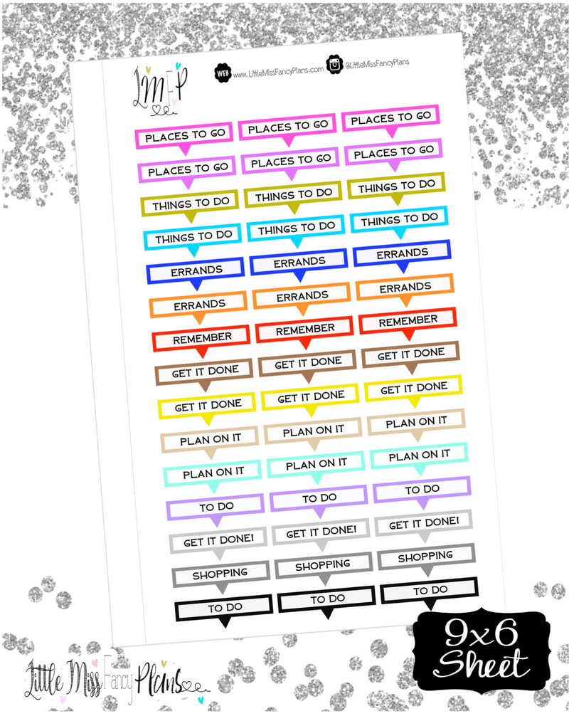 Label Stickers w/ Wording <Label Boxes> - Erin Condren, Happy Planner Stickers