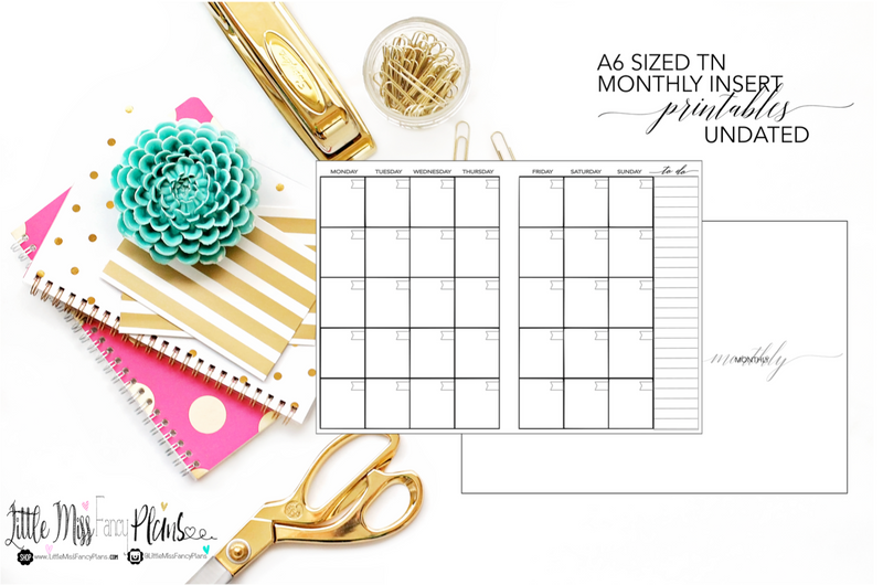UNDATED Monthly Calendar TN Planning Inserts | A6 Travelers Notebook – Fancy Plans Co undated-monthly-calendar-tn-planning-inserts-a6-travelers-notebook-fancy-plans-co
