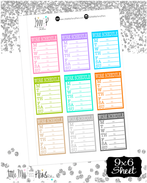 Weekly Work Schedule Boxes – Fancy Plans Co
