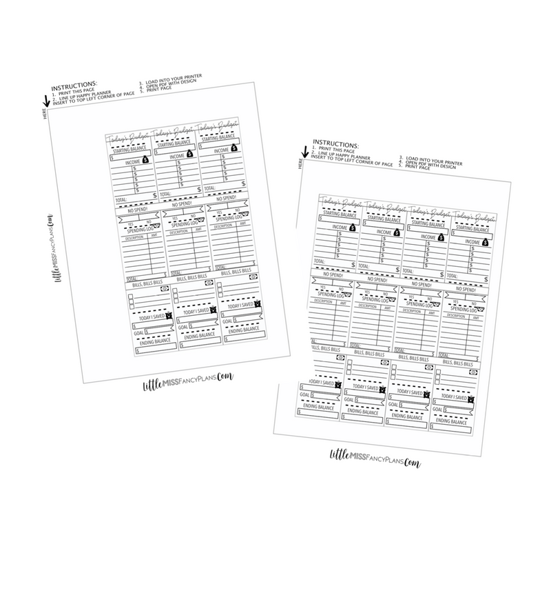 BUDGET - Template For Printing Inserts <Printables>  | Classic Size Happy Planner