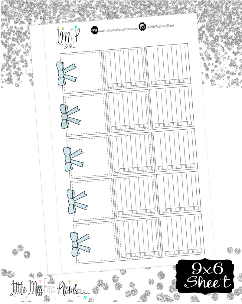 Tri Fold Double List Stickers <Light Blue Glitter>