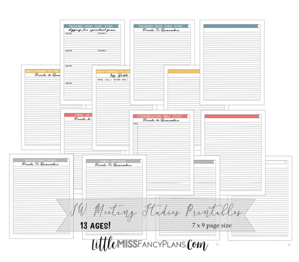 JW Meeting Planning Inserts <Printables> | Classic Size Happy Planner