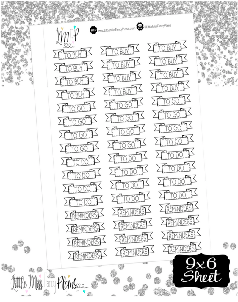 To Buy, To Go, To Do, Reminder Banner Sticker <Headers>