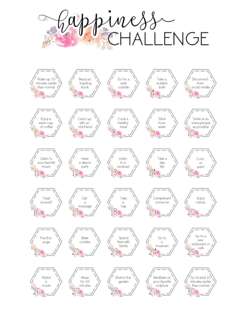 30 Day Happiness Challenge  <Printables> | Classic Size Happy Planner