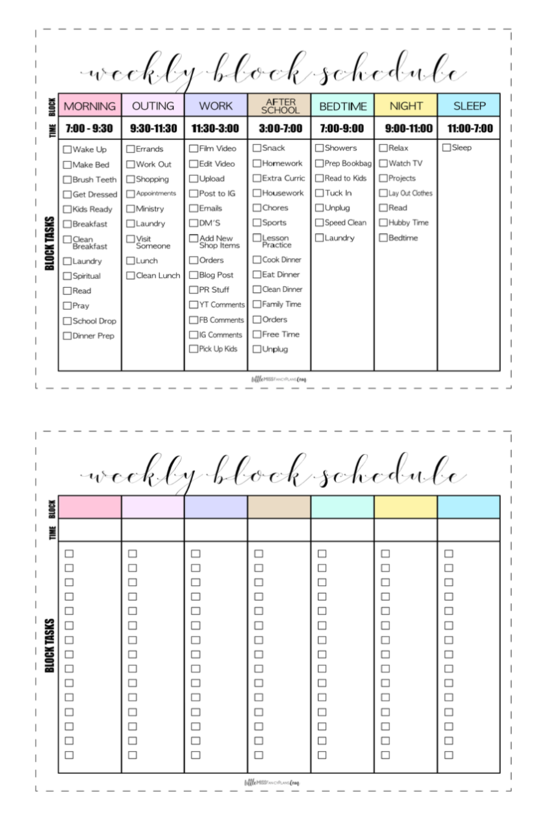 Block Schedule  <Printables> | Classic Size Happy Planner