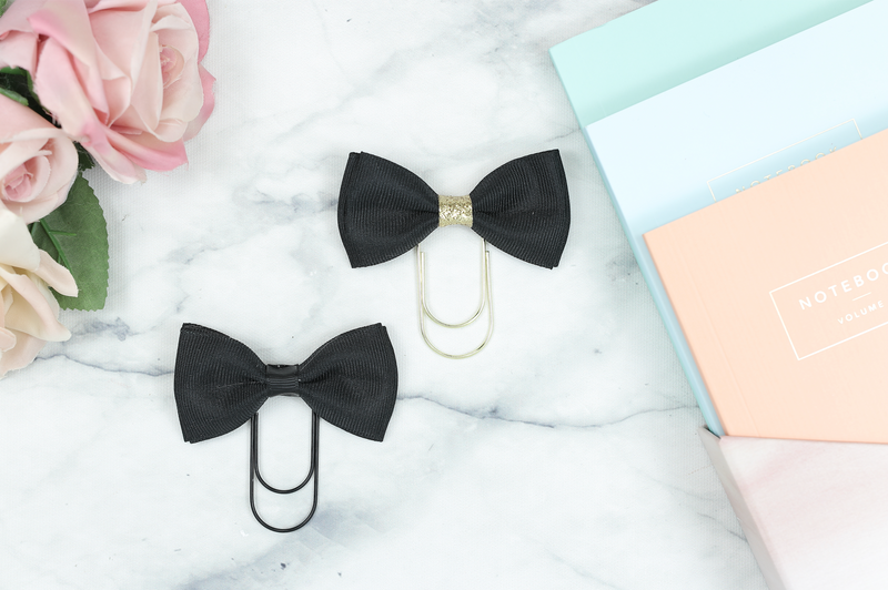 Double Black Bow Paper Paper Clip
