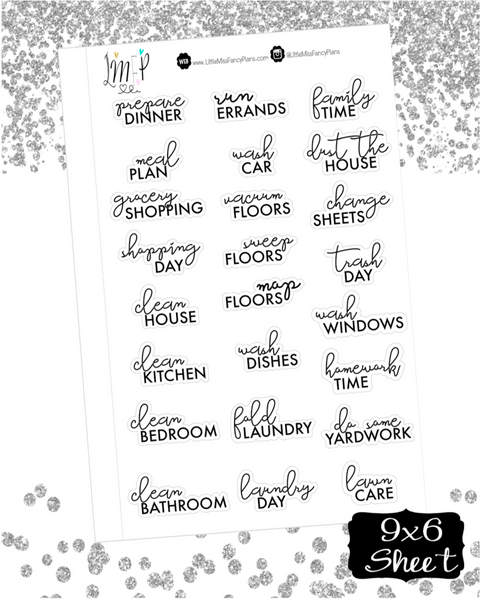 LARGE Household Script Wording Stickers – Fancy Plans Co