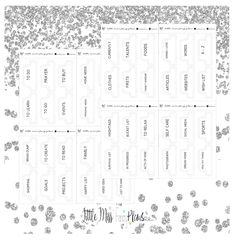 List Makers SET OF MINI and CLASSIC Tabs – Fancy Plans Co