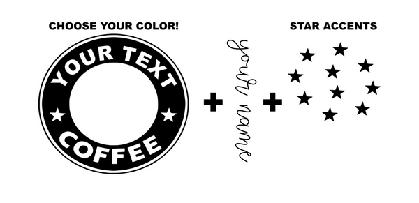 Personalized Starbucks Cup Decals w/Star Accents