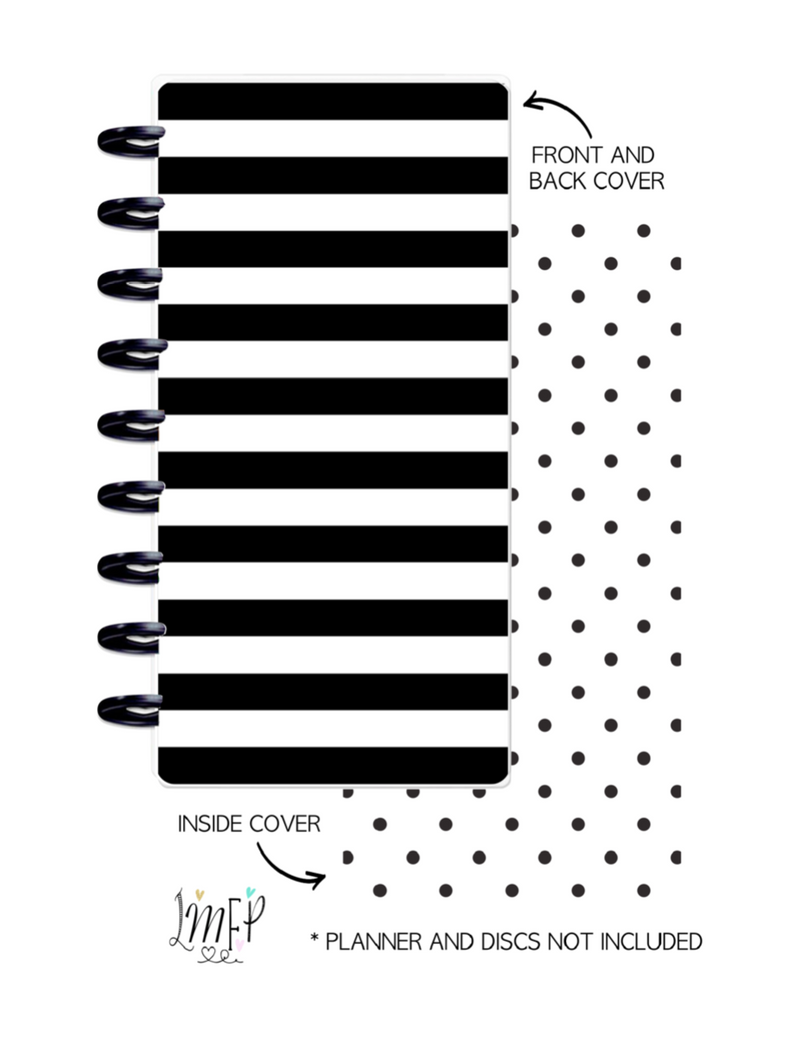 Half Sheet Cover Set of 2 <Double Sided Print> Black And White Stripes and Dots