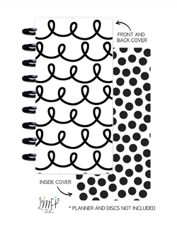 Half Sheet Cover Set of 2 <Double Sided Print> Black Loops and Dots