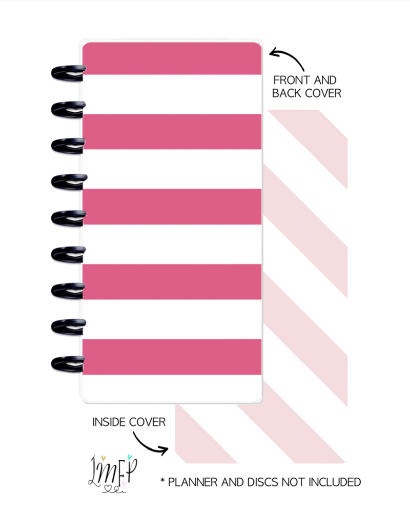 Half Sheet Cover Set of 2 <Double Sided Print> Pink White Stripes