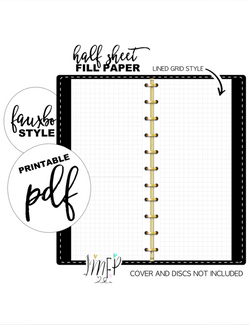 Lined Grid Half Sheet Fill Paper Inserts <PRINTABLE PDF>