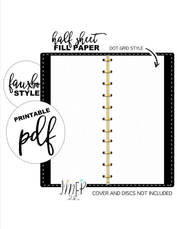 Dot Grid Half Sheet Fill Paper Inserts <PRINTABLE PDF>