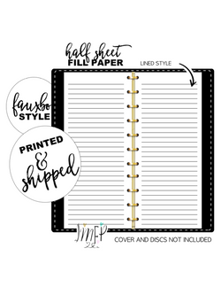 Lined Half Sheet Fill Paper Inserts <PRINTED AND SHIPPED>