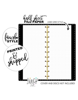 Lined Grid Half Sheet Fill Paper Inserts <PRINTED AND SHIPPED>