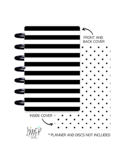 Mini Planner Cover Set of 2 <Double Sided Print> Black and White Stripes