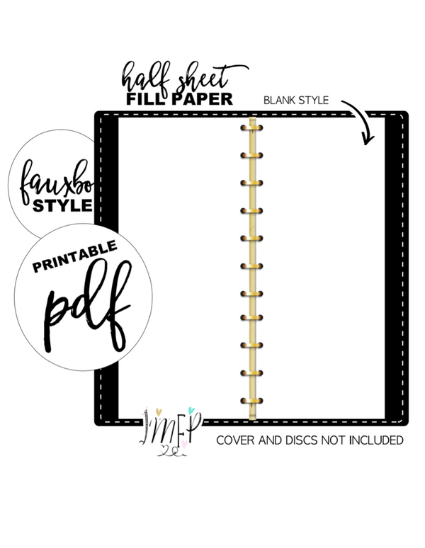 Blank Half Sheet Fill Paper Inserts <PRINTED AND SHIPPED>