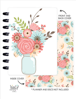 Classic Cover Set of 2 <Double Sided Print> Mason Jar Florals