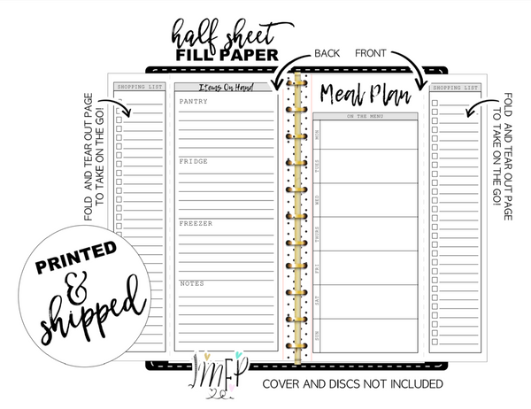 Fold Out Weekly Meal Plan and Grocery List Fill Paper Inserts – Fancy ...