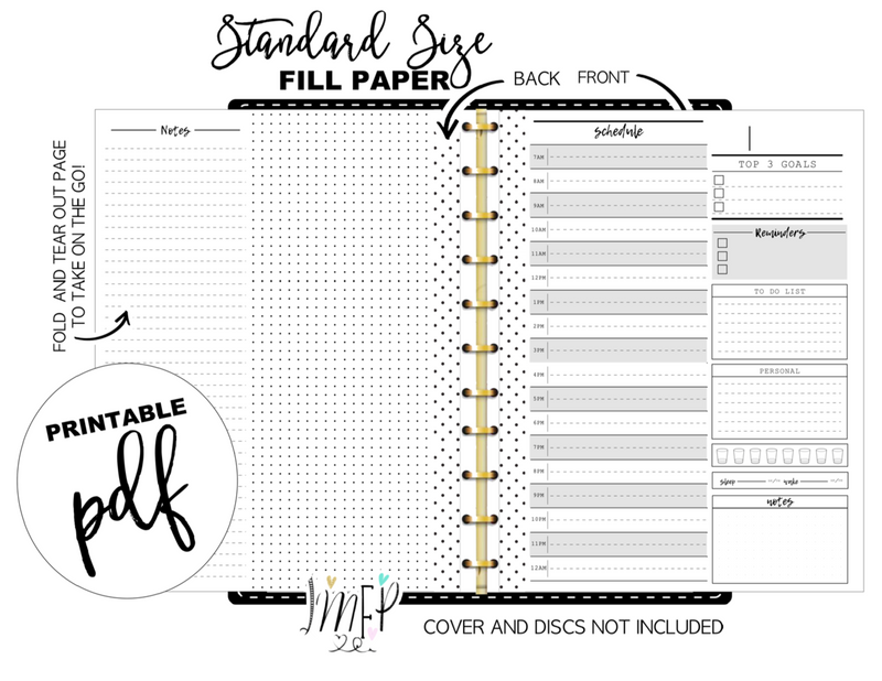 Fold Out Daily Sheet Fill Paper Inserts <PRINTABLE PDF>