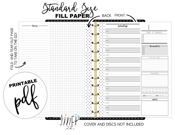 Fold Out Daily Sheet Fill Paper Inserts – Fancy Plans Co