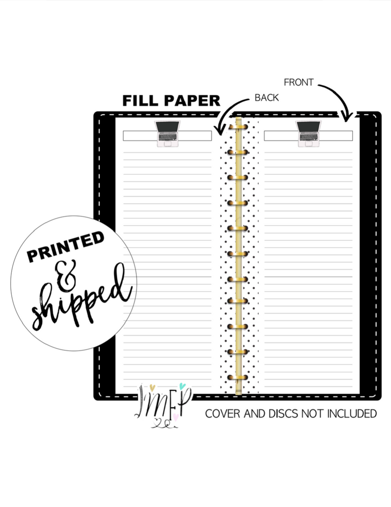 Laptop Lined Pretty In Pink Fill Paper Inserts <PRINTED AND SHIPPED>
