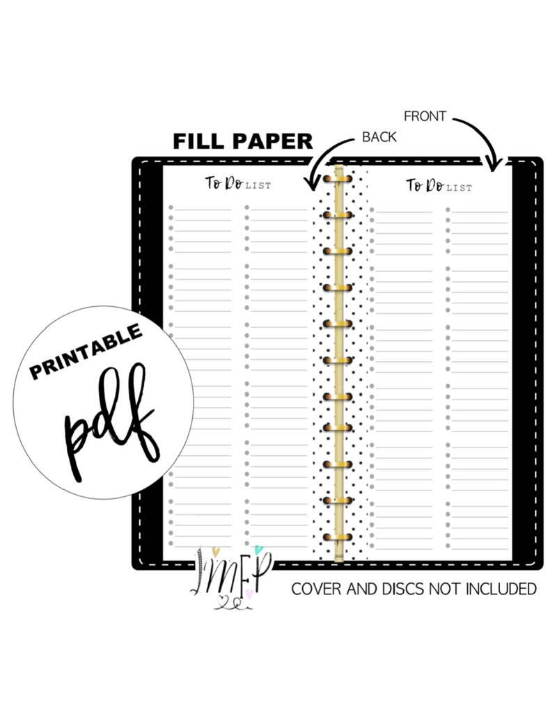 To Do List With Dots Half Sheet Fill Paper Inserts <PRINTABLE PDF>